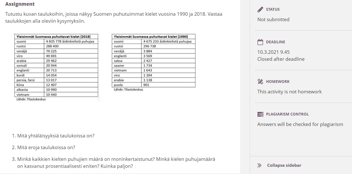 Assignments example